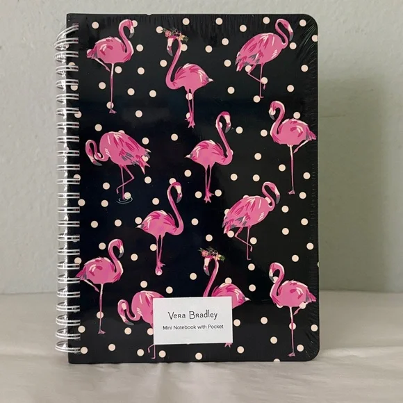 🦩Vera Bradley Pink Flamingo Spiral Notebook with pocket 🦩 NWT 🦩
